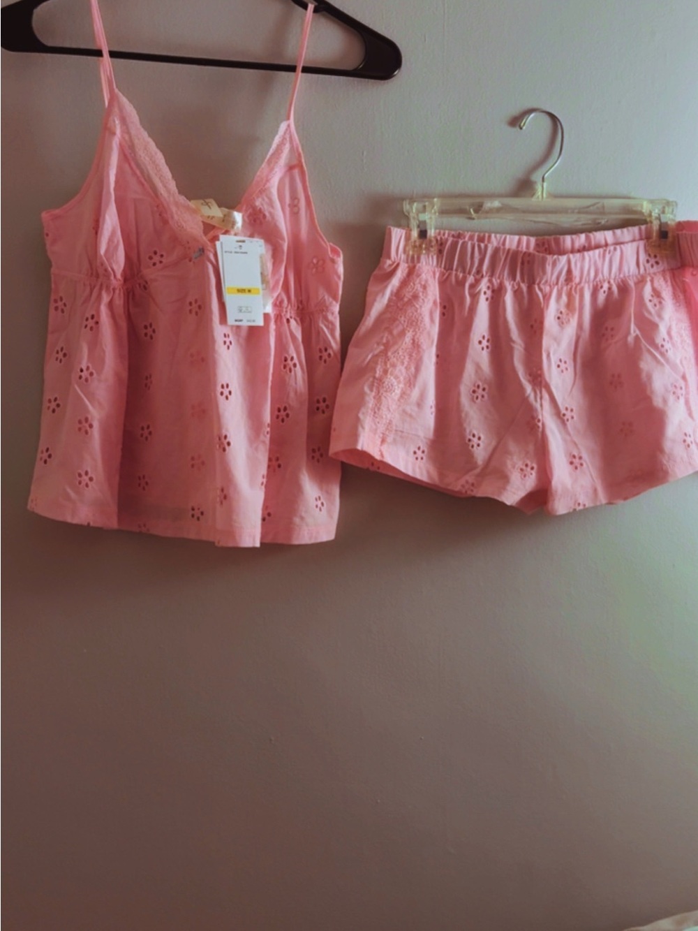 Jessica Simpson Pink Eyelet Lace Cami & Shorts Sleep Set